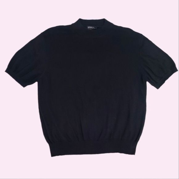 Mondo di Marco Sweaters - Vintage Mondo di Marco Black Crewneck Ribbed Sleeves & Hem Knit Shirt